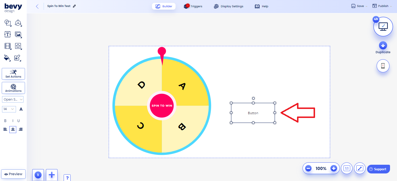 Screenshot of Spin to Win Customization